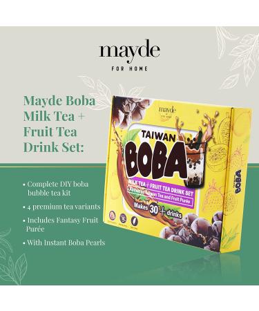 Mayde Boba Bubble Tea Kit: Make 30+ Drinks with Instant Boba, Matcha, Fruit Tea, and Assorted Tea Varieties - DIY Boba Kit with Fantasy Fruit Puree - Buy Online on SooperMarket.com