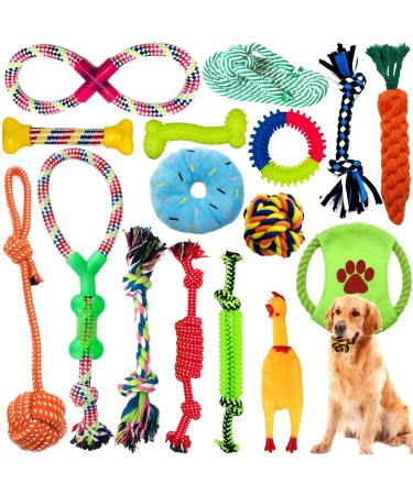 Amzeeniu dog toys 16 pcs rope ball dog dog robust teeth chew dusk toy tooth training set for small medium -sized dog interactive game set unzerstoerbar cotton noden