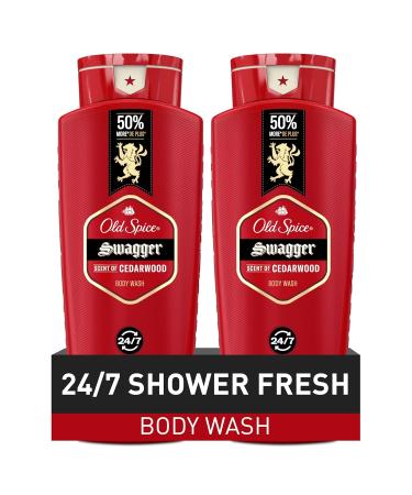 Old Spice Body Wash for Men, 24/7 Shower Fresh with Lasting Scent, Red Collection, Swagger with Cedarwood Scent, 24 fl oz (Pack of 2) Swagger with Cedarwood 24 Fl Oz (Pack of 2)