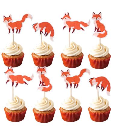 36 pieces Foxes Tortendendeko Birthday Foxes Cupcake Topper Wild Animal Muffin Decoration Foxes Birthday Cupcake Tortendeko Baby Shower Birthday Topic Cake Decorations Accorations Pattern 5-Foxes
