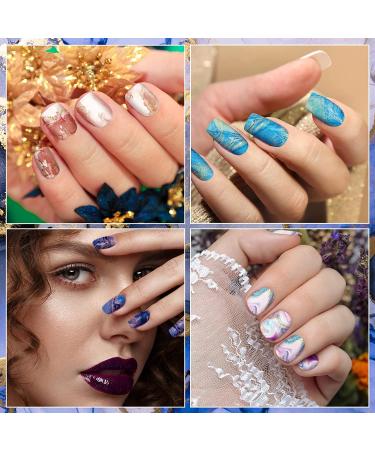 140 Pcs Marble Style Nail Polish Strips with Gradient & Glitter - Self Adhesive DIY Nail Art Decals for Holiday Decor | Includes 2 Nail Files - Buy Online on SooperMarket.com