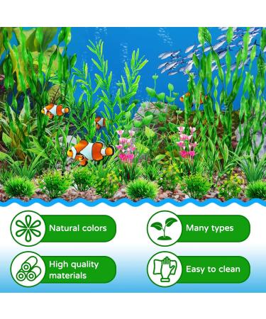 Quozuo 25 Pieces Artificial Aquarium Plants - Easy Green Plastic Decor for Stunning Aquariums - Buy Online on SooperMarket.com