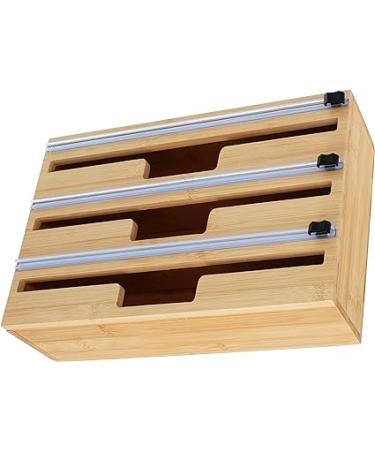 Potted Pans Plastic Wrap Dispenser with Cutter 3 Slotted Kitchen Drawer Organizer for Foil and Plastic Wrap