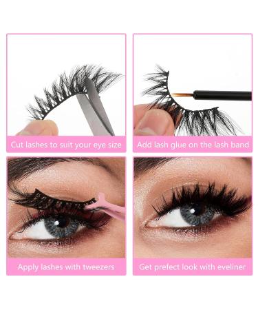 Lash Extension Kit - 10pcs Fluffy Wispy Fox Cat Eye & Volume Curly Strip Lashes for Natural Makeup & Cosplay | Lightweight Black Eyelashes - Buy Online on SooperMarket.com