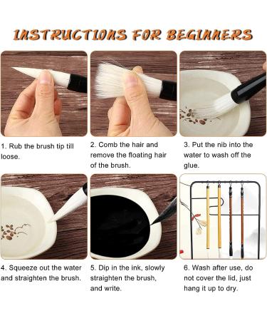 10-Piece Chinese Calligraphy Brushes Set with Bamboo Holder - SUNJOYCO Painting Writing Brush for Kanji Japanese Sumi Drawing, Watercolor Art Brushes for Beginners - Buy Online on SooperMarket.com