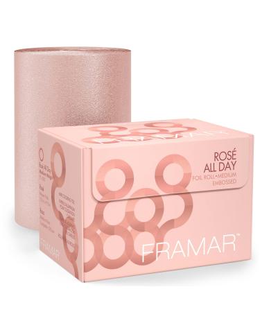 Framar Rosé All Day Embossed Roll Aluminum Foil, Hair Foils For Highlighting - Medium 320 ft