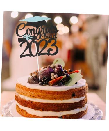 MAGICLULU 6pcs 2023 Graduation Cake Decorating Cake Letters Graduation Cake Decoration Congratulation Party Supplies Class a Customs Glitter Grad Cupcake Topper Make up Graduation Hat Blue 15x14.3cm - Buy Online on SooperMarket.com