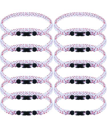 Jexine 12 Pieces Softball Braided Rope Tornado Necklace 3 Rope Braided Sports Necklace Titanium Necklace Softball Gifts for Softball Players Teams Coaches White