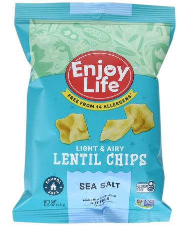 Enjoy Life Sea Salt Lentil Chips Dairy Free Chips Soy Free Nut Free Non GMO Vegan Gluten Free 0.8 oz each (12 Bags) White Salted 0.8 Ounce (Pack of 12)