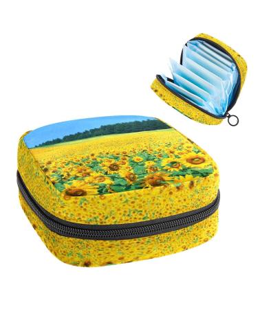 Sunflowers Sanitary Napkin Storage Bag Feminine Menstrual Cup Pouches Nursing Pad Holder Tampon Bags Portable Period Bag for Women Teen Girls 1Pcs Multi-colored 13