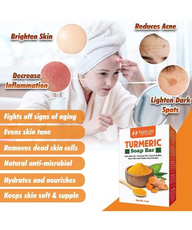 Turmeric Soap Bar for Face & Body - Natural Skin Brightening & Even Tone Formula - Fade Scars, Sun Damage & Age Spots - 4 Oz Bar Soap for All Skin Types - Made in USA - Buy Online on SooperMarket.com