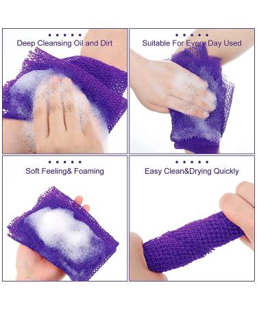African Exfoliating Bath Sponge Set - Tight Weave Body Scrubber for Smooth Skin - 2 Pack (Purple) - Buy Online on SooperMarket.com