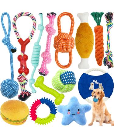 Amzeeniu dog toys 14 pcs rope ball dog dog robust teeth chew dusk toy tooth training set for small large medium -sized dog interactive game set unzerstoerbar cotton noden