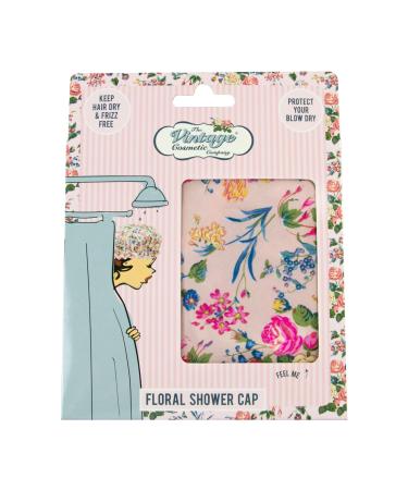 The Vintage Cosmetic Co. Shower Cap Pink Floral Satin 1 Count