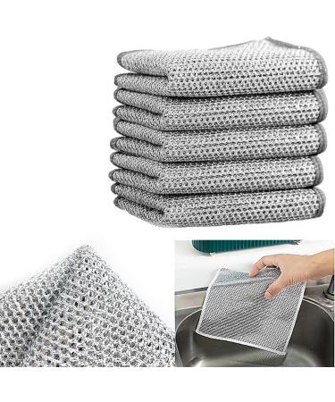 Wipes-Shiny Wire Anti-scratch Cleaning cloth double-layer wire-sparking loose protects sensitive surfaces from scratches steel wire cleaning cloth towel for kitchen (5PCs)