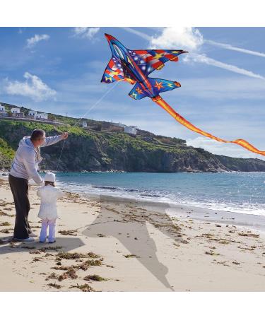 Large Flerigh Plane Kite for Kids and Adults | Easy to Fly & Assemble | Ideal for Beginners & Professionals | Beach & Outdoor Activities | Ages 4-12 - Buy Online on SooperMarket.com