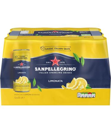 San Pellegrino Italian Sparkling Drinks Classic Taste Original Sparkling Lemon Canned Soft Drink 12 x 330ml - Buy Online on SooperMarket.com