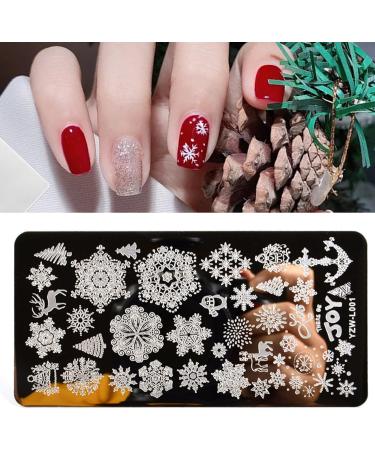 Sanwood Nail Stamping Plate - Clear Engraved Xmas Patterns | Stainless Steel Nail Art Template Tool Kit for Manicure - Style 5 - Buy Online on SooperMarket.com