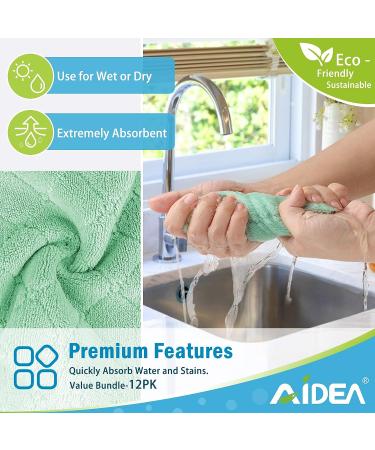 AIDEA Kitchen Dish Cloth 12-Pack - Super Absorbent Coral Fleece Dish Cloths - Premium Microfiber Cleaning Cloths - Fast Drying & Reusable Dish Rags - Buy Online on SooperMarket.com