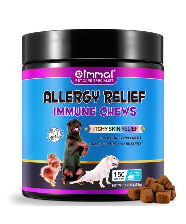 Itchy Dog Skin Relief Itch and Immunity Treats for Dogs Dog Allergy Relief- Soothe Itchy Skin Seasonal Allergies Stopped Scratching Licking All Ages and Breeds Peking Duck 150 Chews