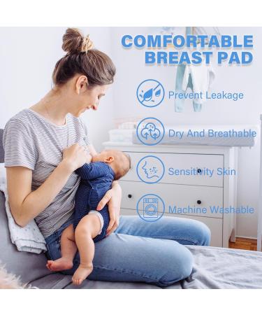Bamboo Fiber Nursing Pads - 10 Piece Set with Laundry & Travel Bags | Washable Leak Proof Breastfeeding Essentials for Moms (Sky Blue - Buy Online on SooperMarket.com