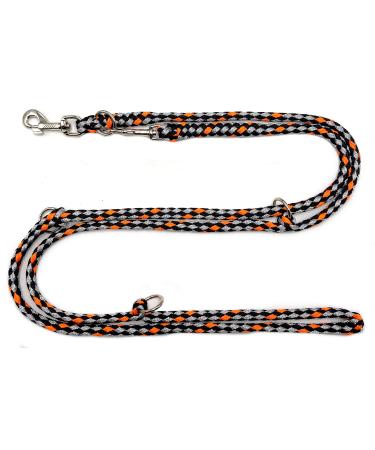 Dogeline Double Leash Practice line for medium dogs up to 45 kg over 39 colors very stable (2.40 m Los Angeles) 2.40 m black and gray-orange
