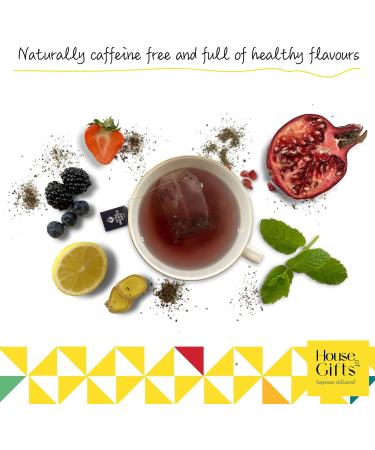 Herbal Tea Gift Set Hamper | 60 Individually Wrapped Bags | 6 Flavours inc. Rosehip & Hibiscus, Peppermint, Green Tea | Tea Lover's Gift - Buy Online on SooperMarket.com
