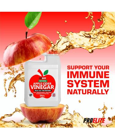Apple Cider Vinegar with Mother 5L 5 Percent Acidity - Raw Unfiltered & Unpasteurised - Naturally Vegan GMO Free Gluten Free Alternative for Apple Cider Vinegar Capsules Tablets by PROELITE - Buy Online on SooperMarket.com