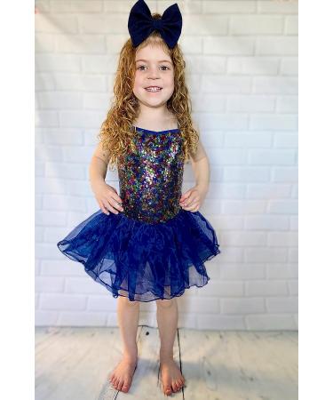 Zaclotre Little Girls Sequin Leotard | Sparkly Navy Ballet Tutu Dress for Kids 8-9 Years - Buy Online on SooperMarket.com
