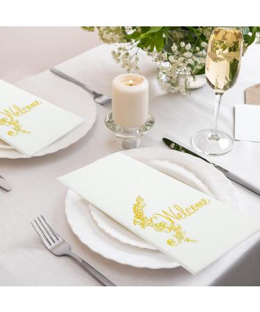 LEKOCH 100 PCS Disposable Letter Napkins | Premium Airlaid White Wedding Napkins (43x30) - Stylish & High-Quality Event Essentials - Buy Online on SooperMarket.com