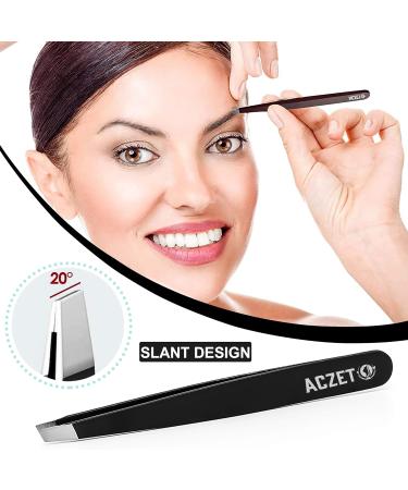 Professional Stainless Steel Eyebrow Tweezers for Precision Plucking and Ingrown Hair Removal - Black - Buy Online on SooperMarket.com