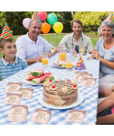 40 Pieces Pink Napkins for 50th Birthday Party - 33x33cm Paper Napkins for Men Women & Girls - Perfect Party Decoration - Buy Online on SooperMarket.com