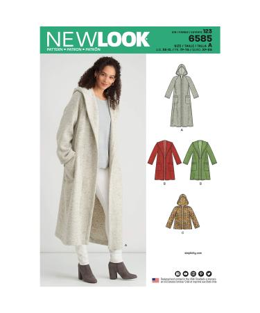 New Look UN6585ANew Look Pattern 6585 Misses' Coat with HoodA (XS-S-M-L-XL), White