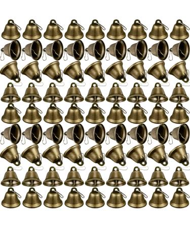 100 Pieces Christmas Craft Bells Bronze Jingle Bells 1.5 x 1.57 Inch Vintage Small Bells with Spring Hooks for Wind Chimes Dog Potty Training Doorbell Wedding Decor Craft Making Hanging Favor