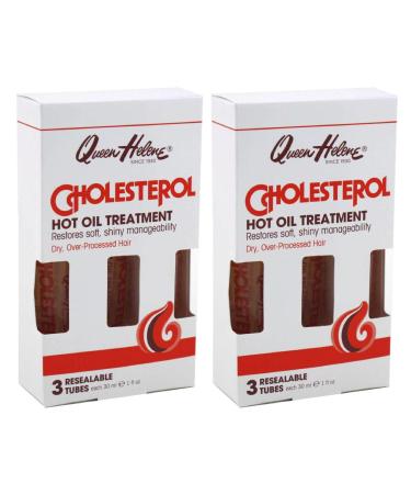 Queen Helene Cholesterol Hot Oil Treatment 3 Count - 1 Ounce Tubes (30ml) (Pack of 2)