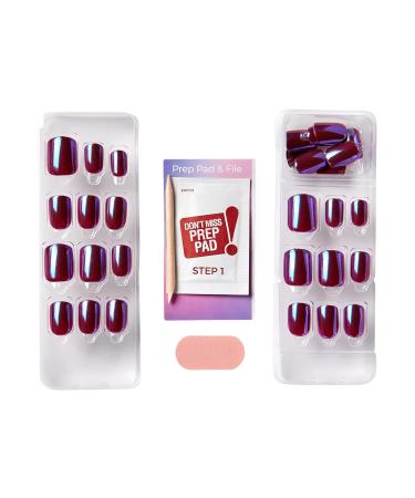 Buy KISS imPRESS No Glue Mani Press-On Nails - Dark Purple Squoval Shape - 30 Nails Included - Perfect for Easy Home Manicure - Buy Online on SooperMarket.com