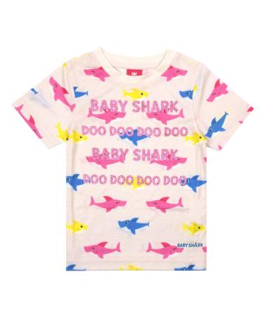 Baby Shark Girl's T-Shirt Glitter All Over Print Pink Top 4-5 Years Pink