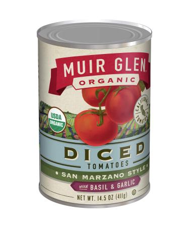 Muir Glen Organic Diced Tomatoes San Marzano Style With Basil and Garlic, 14.5 oz (Pack of 12)