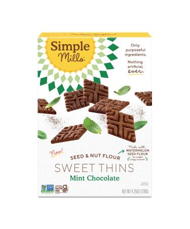 Simple Mills Sweet Thins Cookies, Seed and Nut Flour, Mint Chocolate - Gluten Free, Paleo Friendly, Healthy Snacks, 4.25 Ounce (Pack of 1) Mint Chocolate 4.25 Ounce (Pack of 1)