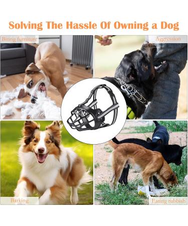 Vossot Silicone Basket Muzzle for Small & Medium Dogs - Adjustable Black Eat & Drink Friendly - Buy Online on SooperMarket.com