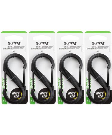 Nite Ize S-Biner Plastic No.4 Tactical Black Dual-Gated Carabiner (4-Pack)