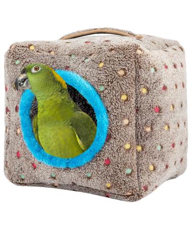 MEWTOGO Bird Snuggle Hut Nest with Thickened Top and Bottom- Warm Plush Birds House Hanging Hideaway Cave Bed Toy for Small Medium Birds Young Macaws African Grey Cockatoos Amazon Parrots