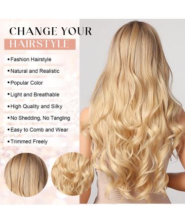 Kellynee Ombre Blonde Wig for Women - Synthetic Hair with Dark Roots | Perfect for Everyday Halloween Parties & Cosplay - Buy Online on SooperMarket.com