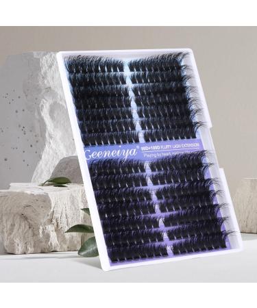 Buy Pre-Made Cat Eye Lash Extension Kit | 9-16mm Fluffy & Wispy Clusters | Waterproof Bond Seal & Tweezers - Geeneiya KIT-80D+100D - Buy Online on SooperMarket.com
