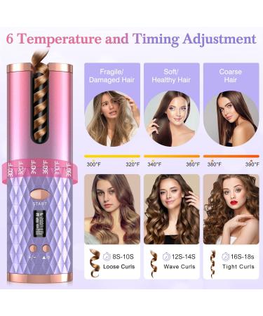 Shop Cordless Automatic Curling Iron - 6 Temps & Timers Rechargeable Scald-Free | International Shipping Available - Buy Online on SooperMarket.com