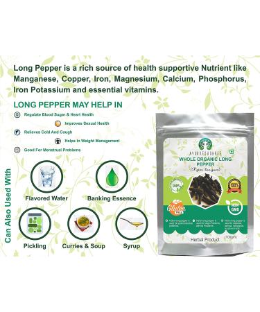 Organic Indian Long Pepper Pippali - 100g Pack - Buy Online on SooperMarket.com