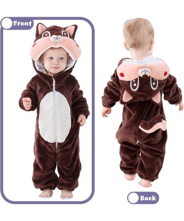 COOKY.D Unisex Winter Animal Hooded Baby Romper - Brown Squirrel (12-18 Months) - Buy Online on SooperMarket.com