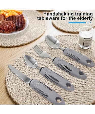 Adaptive Utensils (5-Pieces) Adaptive Utensils for Elderly Arthritis Parkinsons and Handicapped Stainless Steel and Dishwasher Safe - Grey - Buy Online on SooperMarket.com