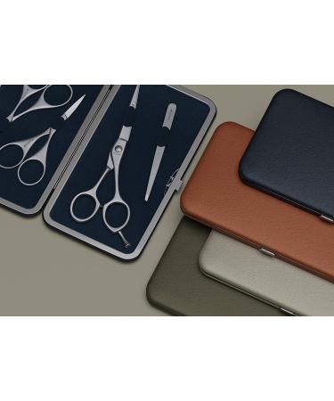 Suvorna 4-Piece Beard Grooming Kit with Multi-Functional Scissors and Tweezers - Professional Men's Facial Hair Grooming Set in Orange Brown - Buy Online on SooperMarket.com