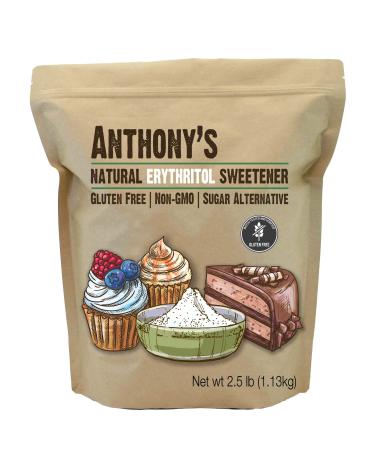 Anthony's Erythritol Granules, 2.5 lb, Non GMO, Natural Sweetener, Keto & Paleo Friendly Regular 2.5 Pound (Pack of 1)